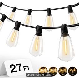 LED Outdoor String Lights with Edison Shatterproof Bulbs, IP44, 2700K Commercial Grade Patio Lights, Dimmable Outside Hanging Light for Porch, Garden,