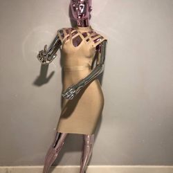 Midi Dress, Gold, XS