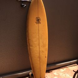 Classic 1970s Surfboard Claude Codgen (CC) twin fin fish. Double pin lines and a very unique colored Fin.  I also have a leg strap to go with it. 77” 