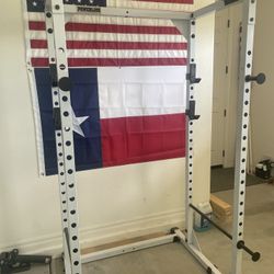 Home Gym - Squat Rack, Olympic Bar, Curl Bar, Power Blocks, Weights