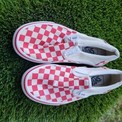 Vans Red and White Checkered Slip-On Shoes
