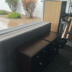 2 Nightstands, 2 Box Springs For King Bed, 1 6-Drawer Dresser