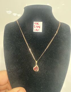 10K Solid Gold Chain and Pendant For Wedding 2.9Gr 19 Inches Long