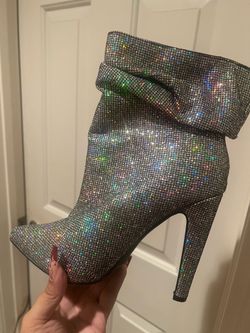 Glitter heel boots size 7