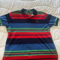 Men's Polo by Ralph Lauren XL Red Blue Green Striped Polo Shirt