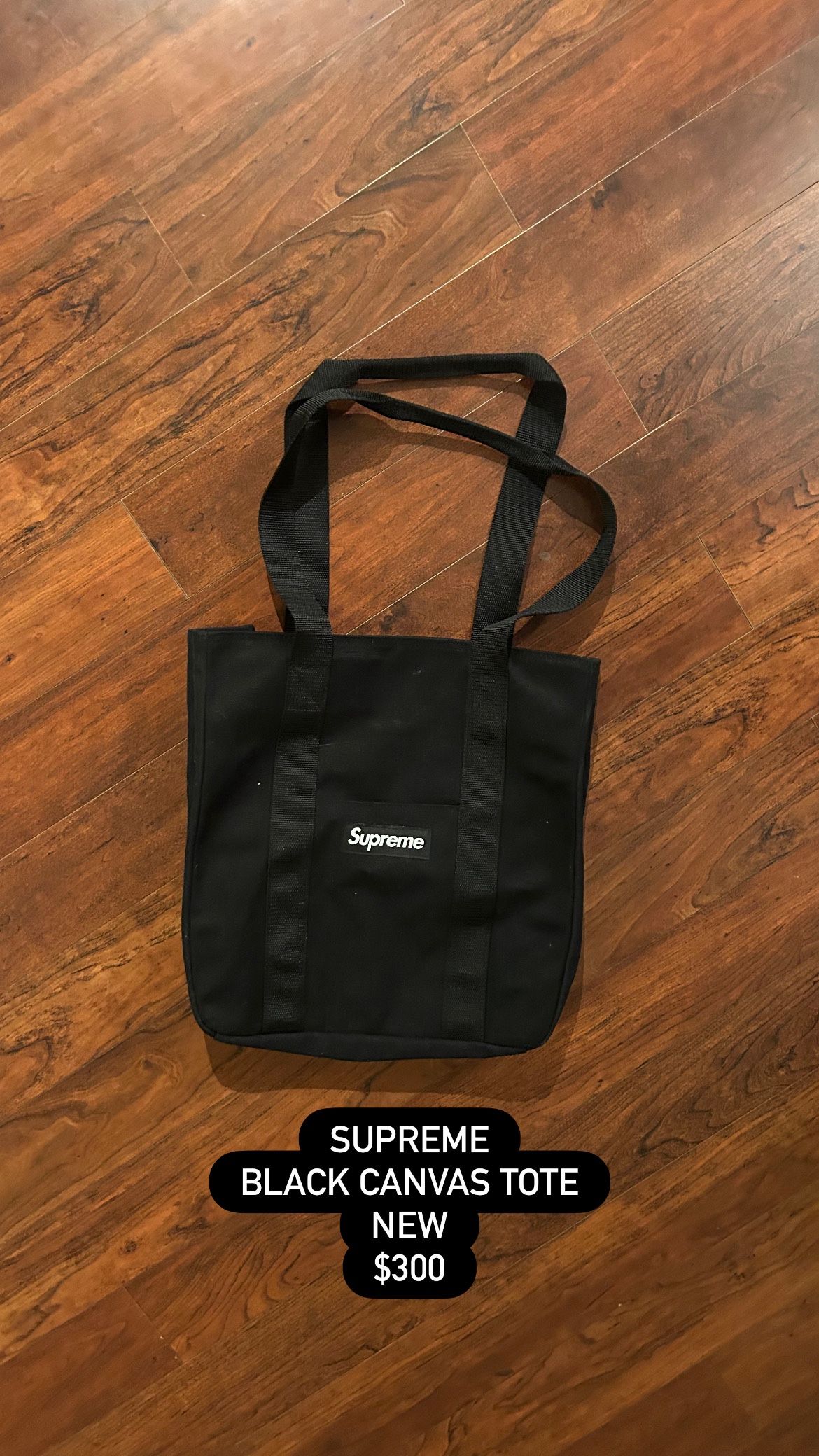 Supreme Black Canvas Tote Used Once