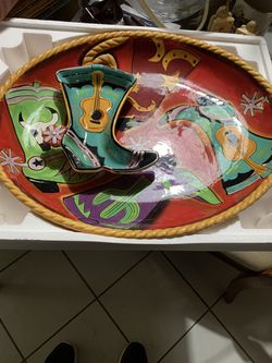 2 piece clay art serving platter