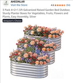 New 3 pack 4x2x1,5 galvanized raised garden bed