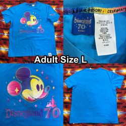 Disney Blue T-Shirt Disneyland Resort 70th Anniversary Magic Key Adult Sz Large