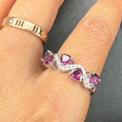 Natural Rhodolite Sterling Silver Ring Size 7