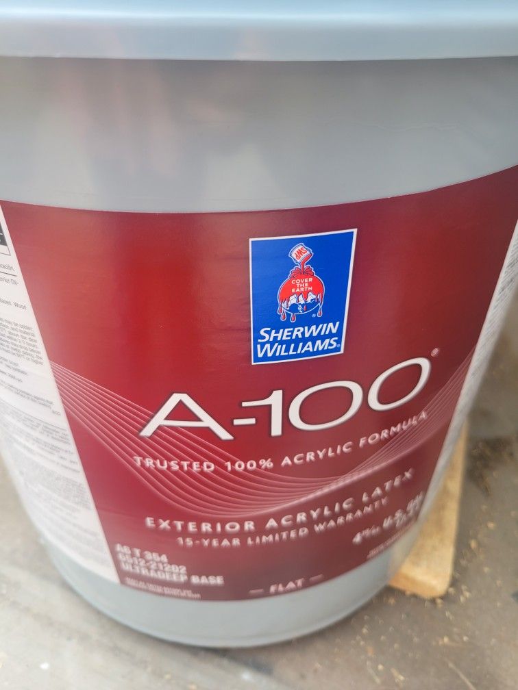 5 Gallons Exterior Flat Gray Paint A100