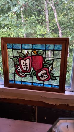 Stained glass apples wall hanger