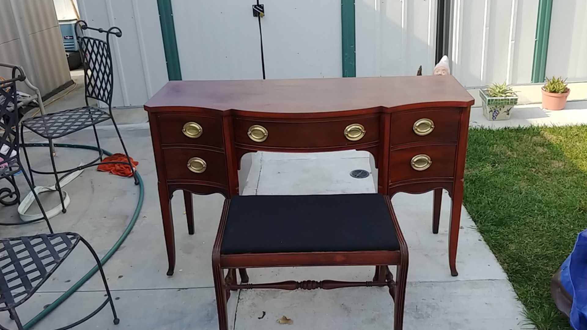 Antique desk with a sitting stool 1930s
