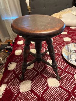Antique Walnut Swivel Footstool