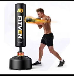 FITVEN Freestanding Punching Bag with Boxing Gloves Heavy Boxing Bag with Suction Cup Base - Men Sta