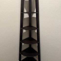 New 72" Newport 6 Tier Corner Bookshelf Cappuccino Breighton Home Mid-Century Modern MDF Material