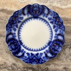 1(contact info removed) Antique Flow Blue & White Johnson Brothers FLORIDA Dinner Plate. UK