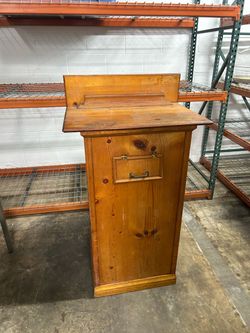 Antique Pine Wood Podium Cabinet
