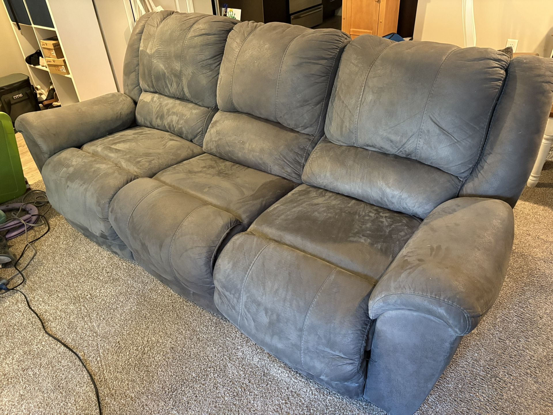 Reclining Microsuede Gray Couch