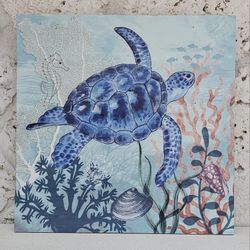 New! 15 3/4" Sea Turtle Wood Wall Art - Nautical Coastal | SHIPPING IS AVAILABLE