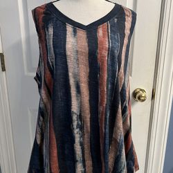 Women’s Tank Top Size Large. Blue And Rust Strips