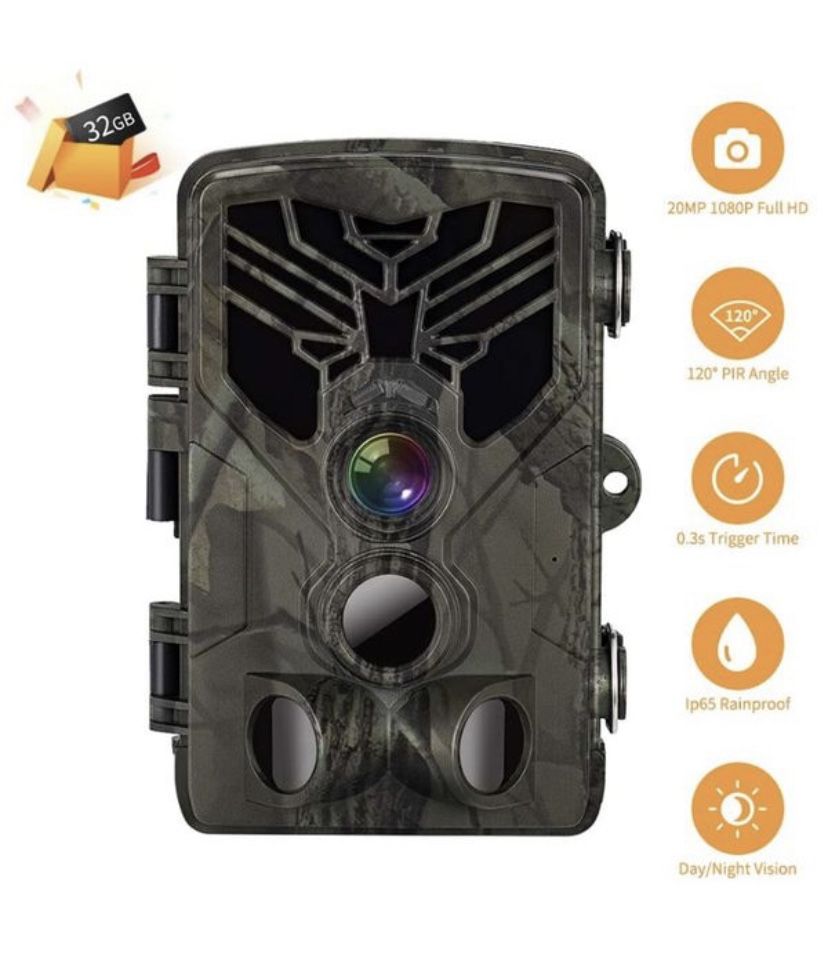 2020 Upgrade Trail Game Camera, PHOCOENA 20MP 1080P Waterproof Hunting Scouting Cam with Night Vision, 80FT Trigger Distance, 120° Wide Angle Lens, 3