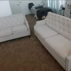 Special/2PC BEIGE Tufted Sofa & Loveseat Set