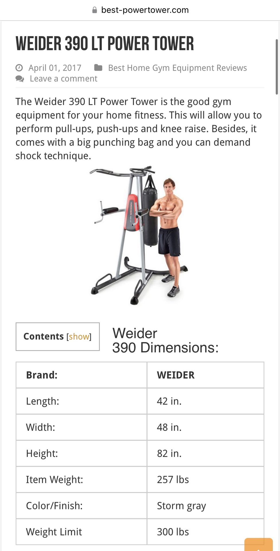 Weider 390 power tower hotsell