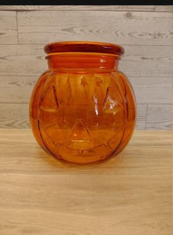 Large glass Halloween pumpkin treat jar 🎃