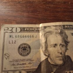 "Lucky" $20 dollar bill.