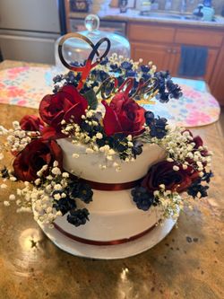 Wedding reception decor blue& burgundy