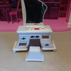 Barbie Doll  Furniture Dresser With MIRROR And Stool