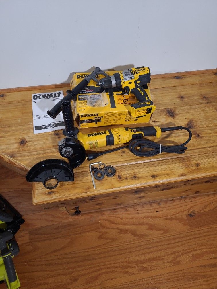 Dewalt Corded Electric 13amp 6"/4 1/2" Angle Grinder, 20V 'Max' 1/2" Hammer Drill