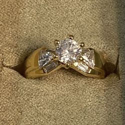 1 CT CZ Diamond 925 Silver Gold Plated Ring