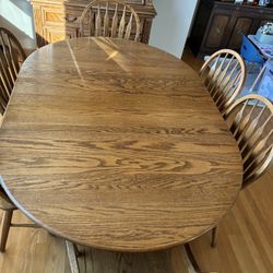 Solid Oak Dining Table and Hutch