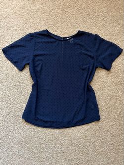 Navy Blue Polka Dot Embroidered Blouse
