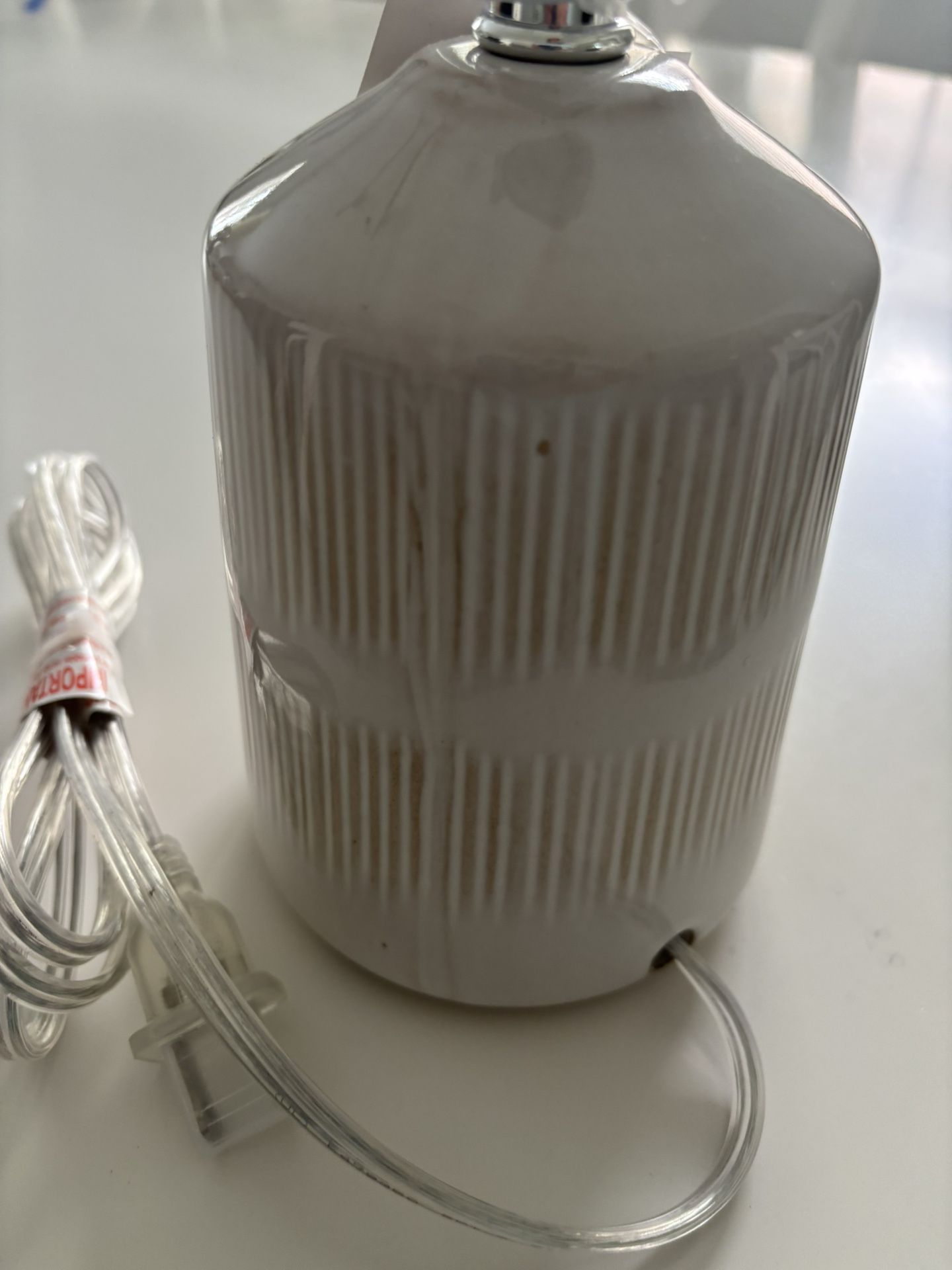 New! 10” Beige/Tan Ceramic Lamp • Shade Not Included