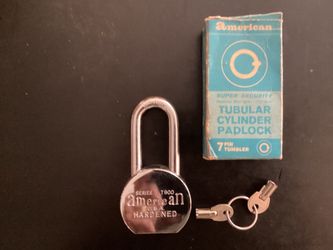 Vintage hardened American lock with tubular keys and box very rareOBO