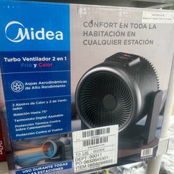 Midea Portable 2-in-1 Space Heater + Fan, MSH23FT3DSB, Black, New