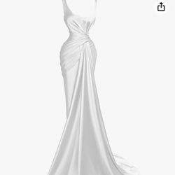 White Satin Wedding Dress 