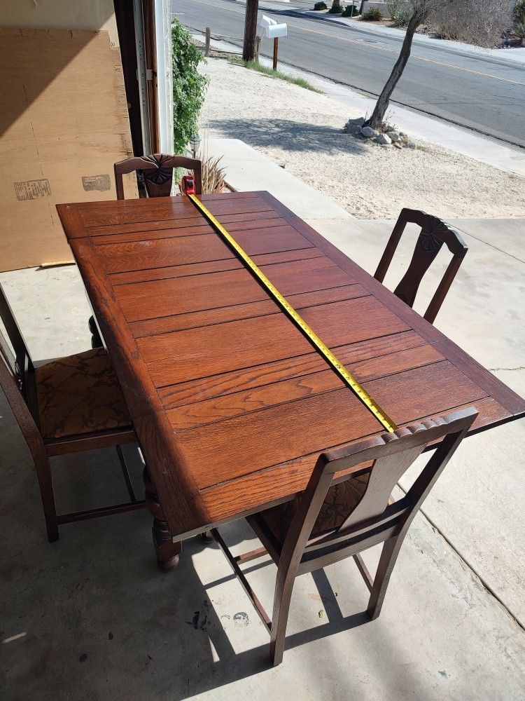 Dining Table with 4 Chairs, Brown, Collapsible