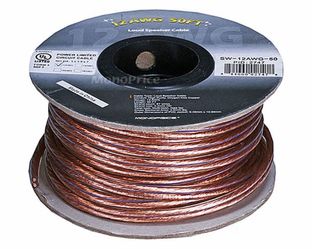 Monoprice Enhanced Oxygen-Free Copper Loud Speaker Wire - CL2 In-Wall Rated, Pure Bare Copper, 12Awg, 50 Feet