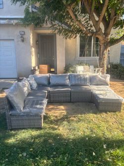 7 piece outdoor patio furniture set with ottoman