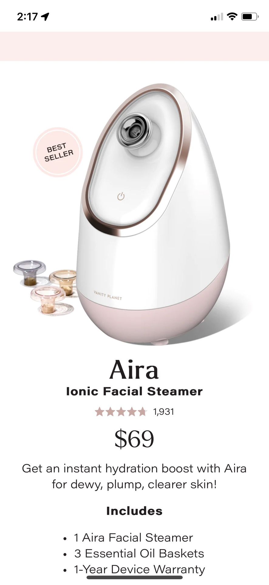 New In Box - Aira Facial Steamer