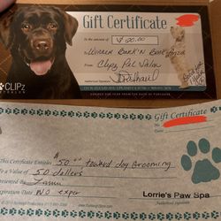 Dog Grooming Gift certificate Upland