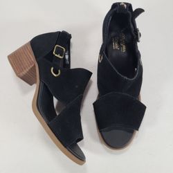 Koolaburra By UGG Kaiah Black Suede Leather Block Heel Sandals Women Size 8.5
