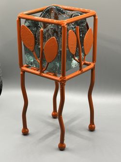 Mesa International Candle Holders Wrought Iron Hand Blown Glass Mexico