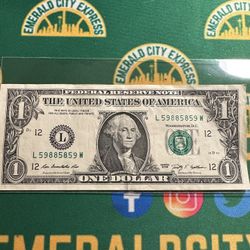 2009 1 $ Fancy Serial Number Bookends Note