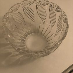 Crystal Bowl Geometric Pattern Scallop Edge Legends by Godinger Handcrafted