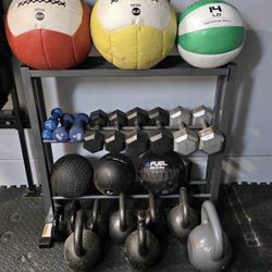  WALL  BALLS : 4lb./6lb /8lb./10lb. /12lb./14lb. : KETTLEBELLS : 5s thru 85s  /  RUBBER & STEEL DUMBBELLS  /  SLAM  BALLS : 20lb. /25lb /30lb.  